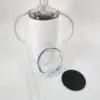 Sublimation Blanks : Seamless 12oz Straight Sippy Tumblers with Dual Lid (White & Silver)