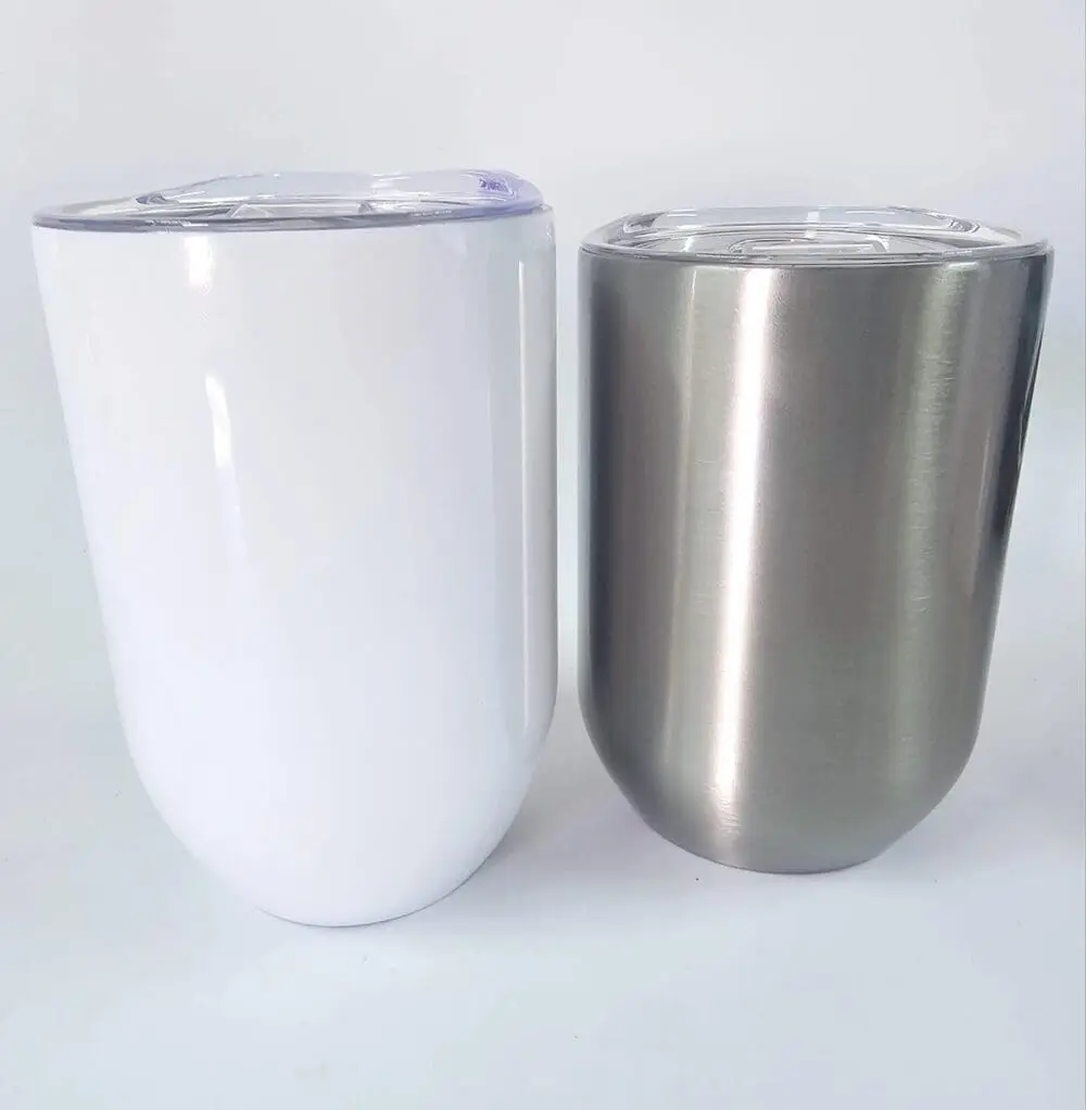 12oz straight gin white silver Sublimation Blanks : 12oz STRAIGHT (Gin) Wine Tumbler (White & Silver)