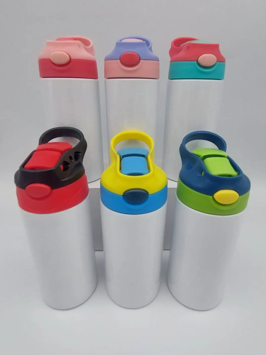 12ozColouredLid_KidsTumblers3 Sublimation Blanks : 12oz (354mls) Kids 2-Toned Colour Lids Straight Tumbler