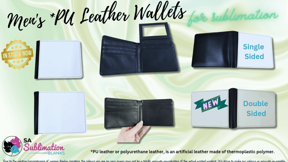 Sublimation Blanks : Men's PU Leather Wallet Single and Double Sided