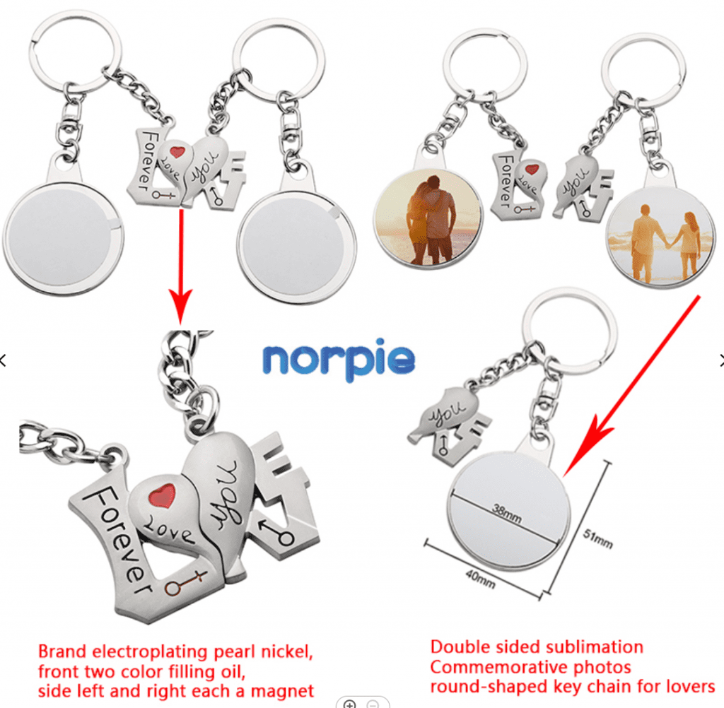 LoveKeyChain_Circle2PNG Sublimation Blanks : Double Magnet Keyring Set