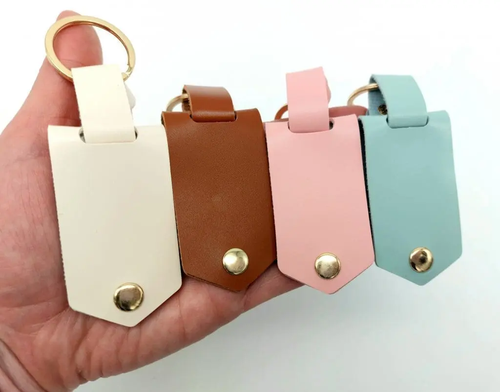 Sublimation Blanks : Soft PU Leather Keyring with metal insert