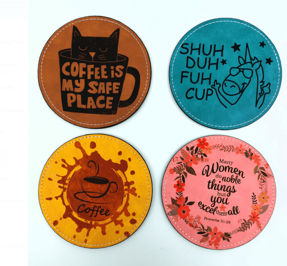 Sublimation Blanks : PU Leather Coasters