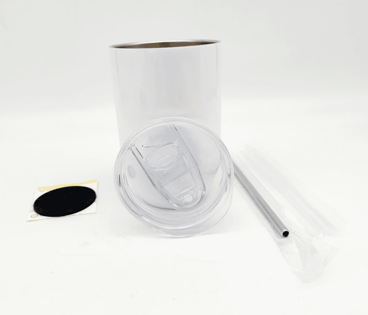 12ozStraightWineTumbler Sublimation Blanks : 12oz STRAIGHT (Gin) Wine Tumbler (White & Silver)