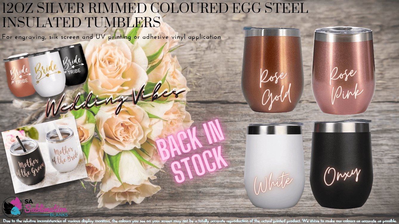 Engraving/Vinyl Blanks : 12oz Silver Rimmed Powder Coated Tumblers