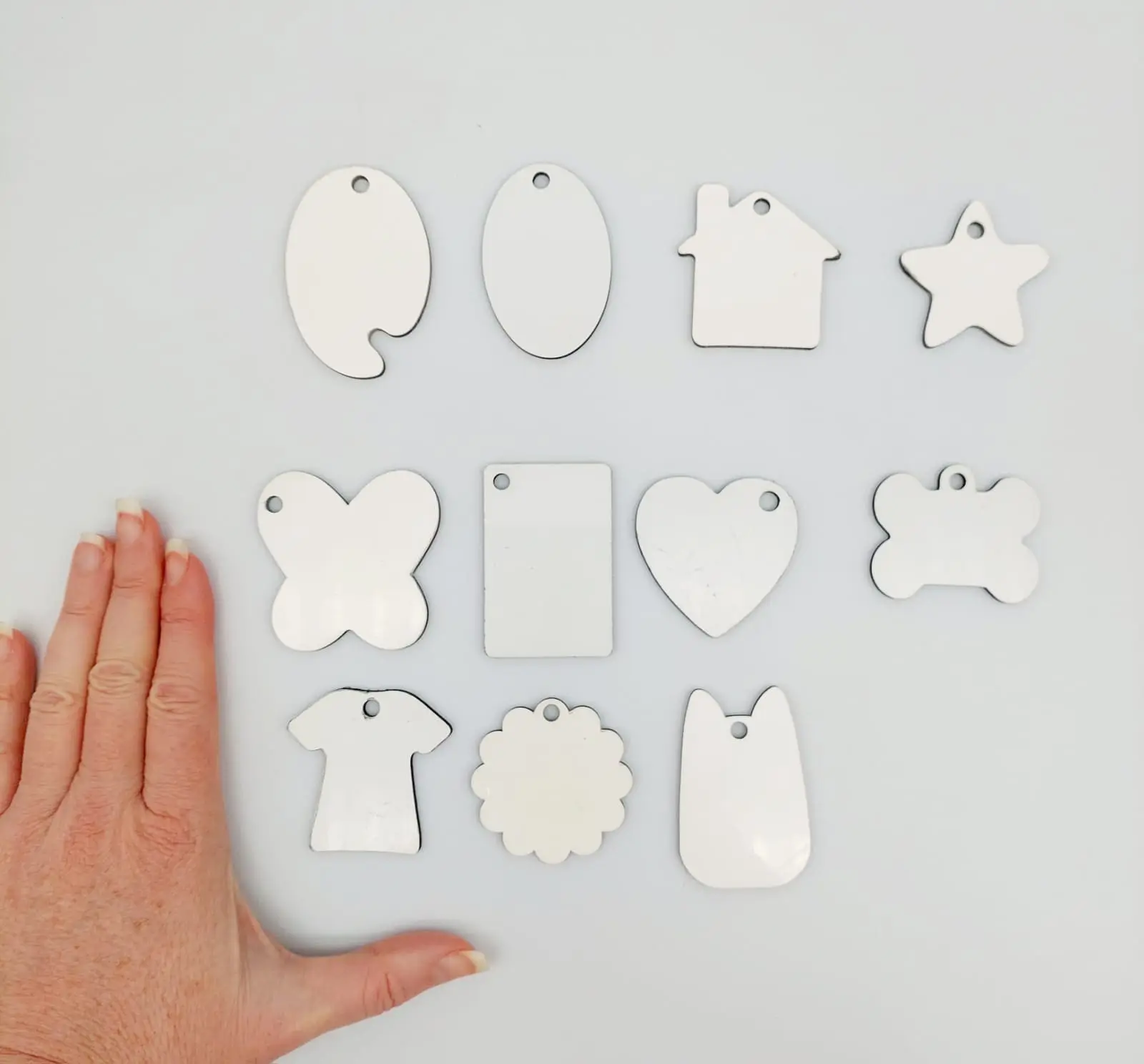 Sublimation Blanks : Various Shaped MDF Keyrings (end of range)