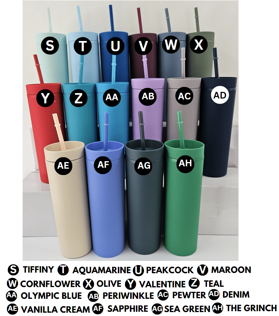 16ozAcrylic Part 2 Acylic Tumblers : 16oz Matte Pastel Acrylic Skinny Tumblers (34 Colours)