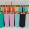 20220105_122315 Acrylic Tumblers : 16oz Matte Pastel Acrylic Rose Gold Lids Skinny Tumblers