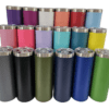 Tumblers : 20oz Powder Coated Silver Steel Rimmed Coloured Straight Tumblers