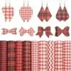 9pc Red Shapped Series3 Faux Leather : 9 Piece Red Tartan Patterned Deluxe (FL25)