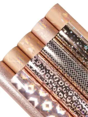 9piecePUhologramGold Faux Leather : 9 Piece Rose Gold Holographic Patterned Series (FL2)