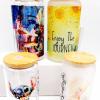Sublimation Blanks : 12 & 16oz Clear & Frosted Cola Glass (Libbey) Tumblers with Bamboo Lids