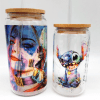 Sublimation Blanks : 12 & 16oz Clear & Frosted Cola Glass (Libbey) Tumblers with Bamboo Lids