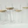 Sublimation Blanks : 12 & 16oz Clear & Frosted Cola Glass (Libbey) Tumblers with Bamboo Lids