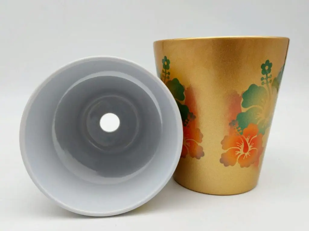 FlowerPot Sublimation Blanks : 12oz Flower Pots (Gold & White)