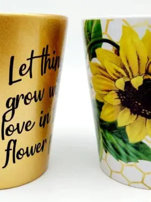 FlowerPot4 Sublimation Blanks : 12oz Flower Pots (Gold & White)