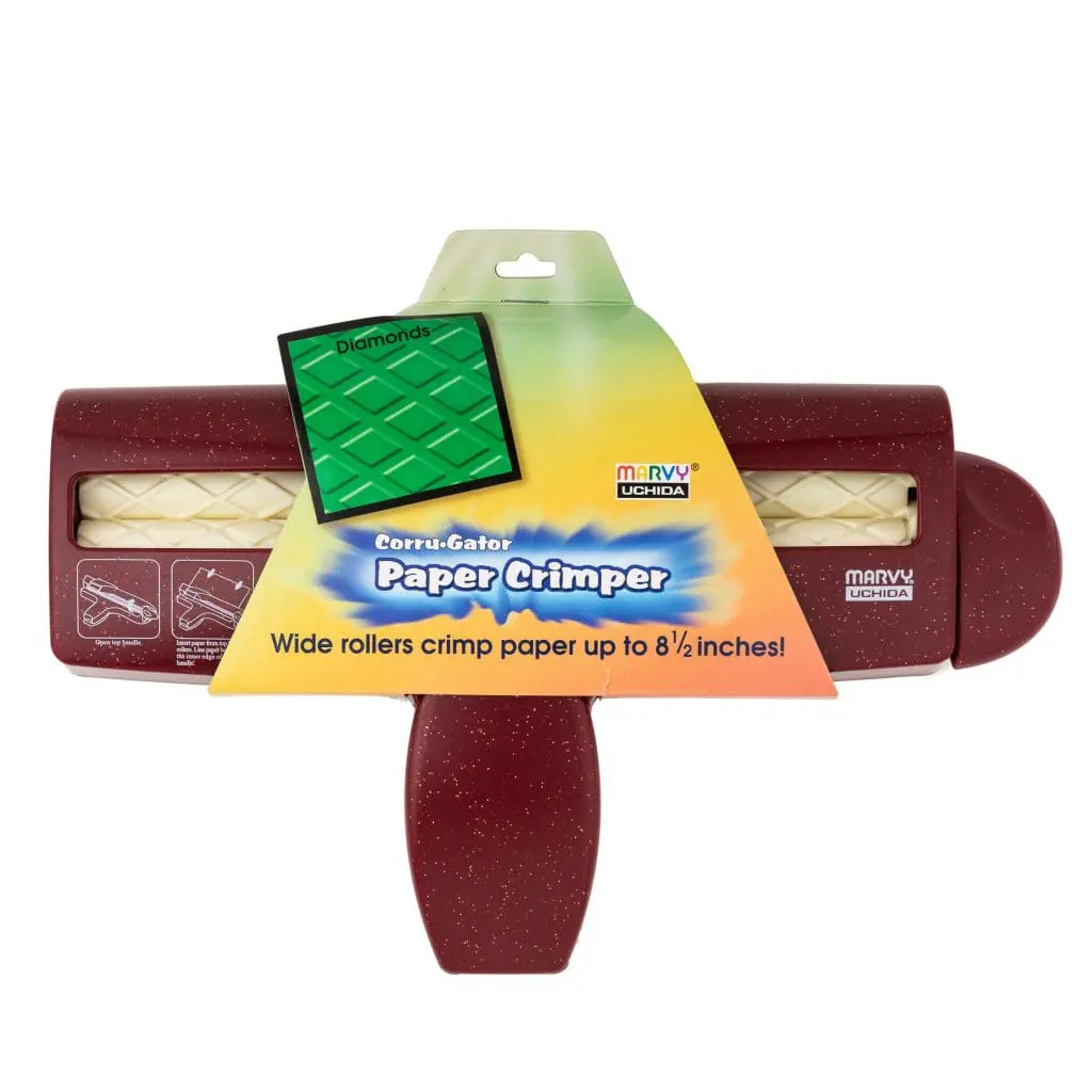 Crimper Dimonds2 Arts & Crafts : Large Marvy Uchida Paper Crimper (5 Patterns, Straight, Heart, Wave, Diamond & Bubble)