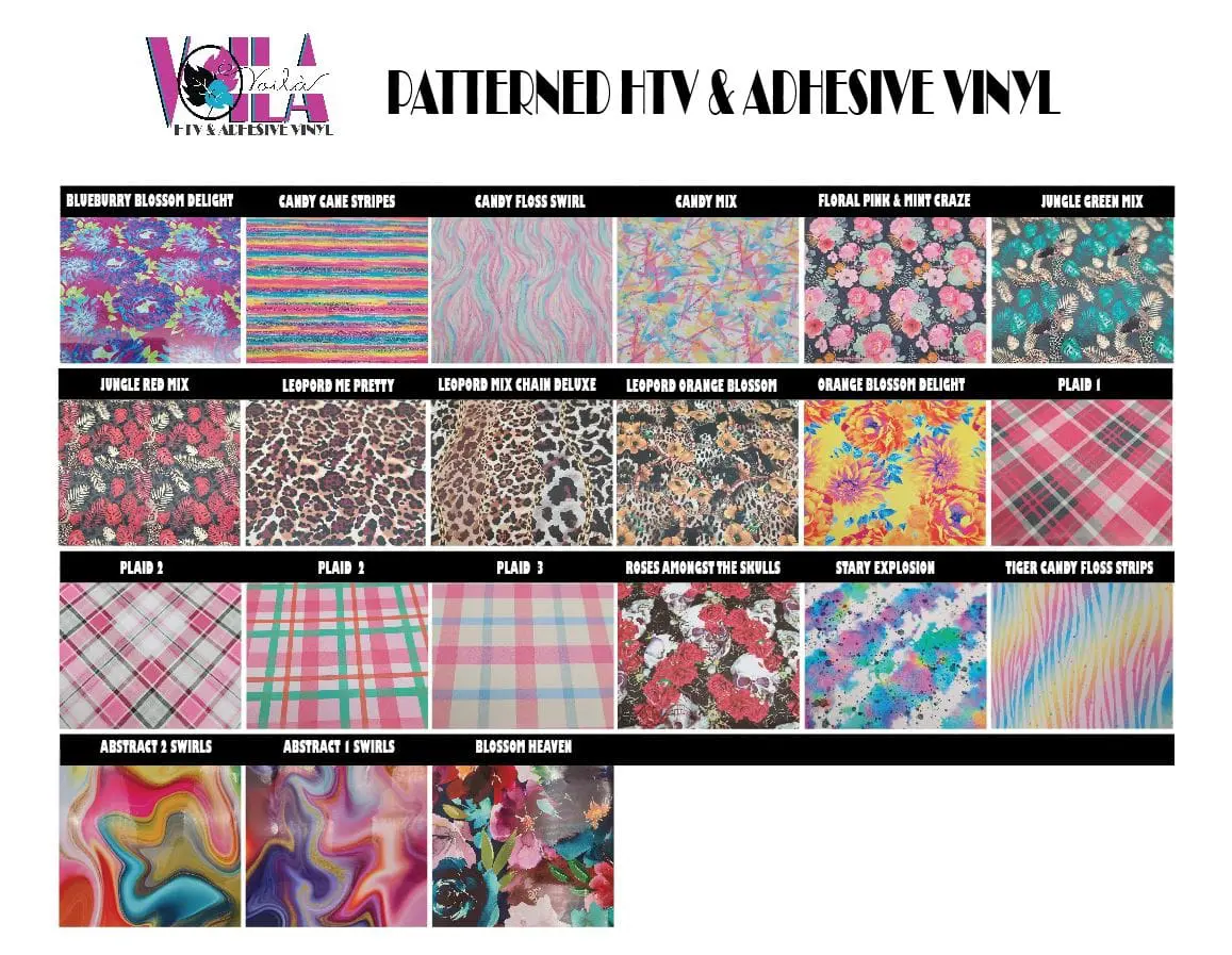 PATTERENED HTV ADHESIVE VINYL RANGE2 Patterned Voila HTV & Adhesive Vinyl