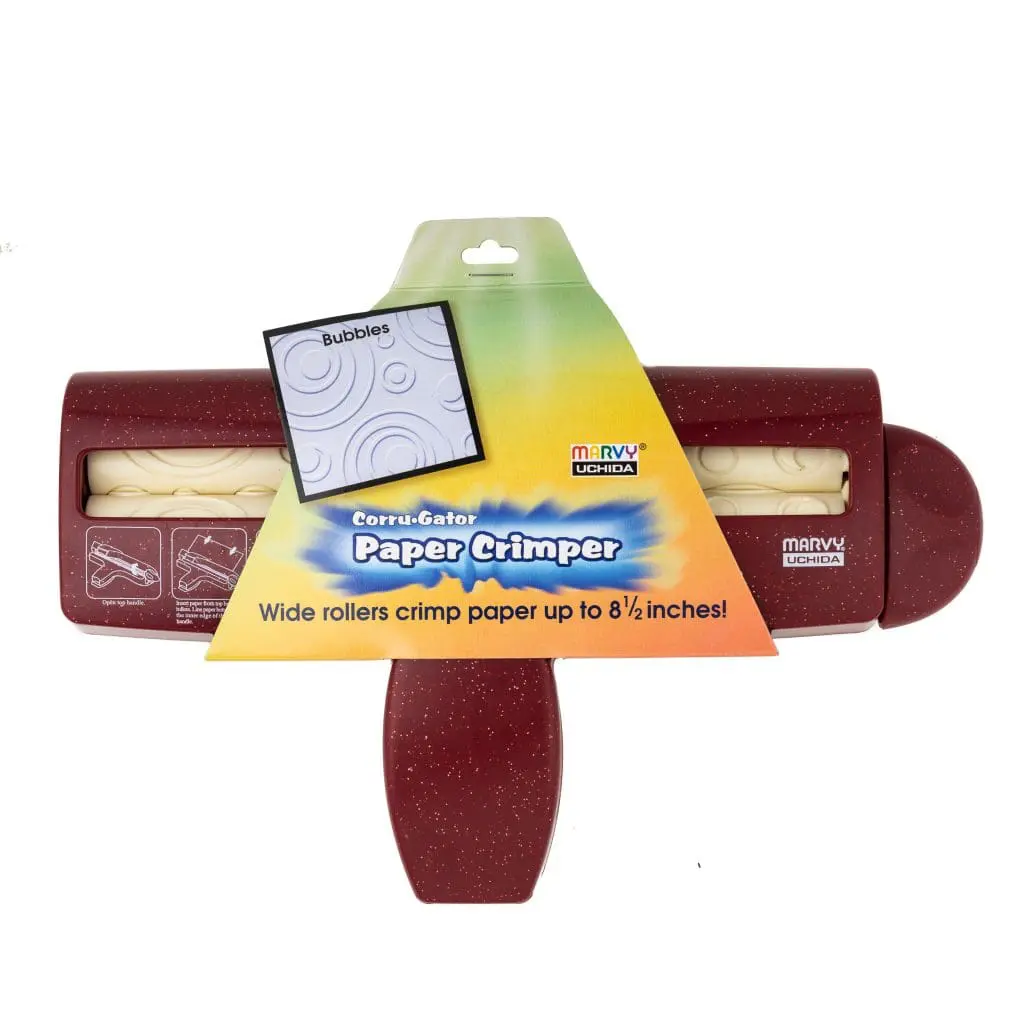 PC05-v1 Arts & Crafts : Large Marvy Uchida Paper Crimper (5 Patterns, Straight, Heart, Wave, Diamond & Bubble)
