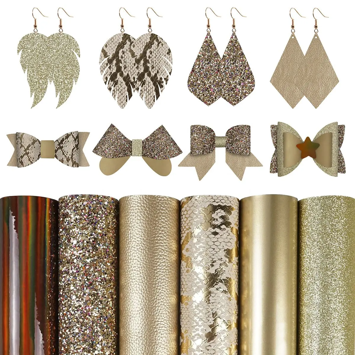 FL43 Faux Leather : 6 Piece Gold Snake Skin Deluxe (FL43)