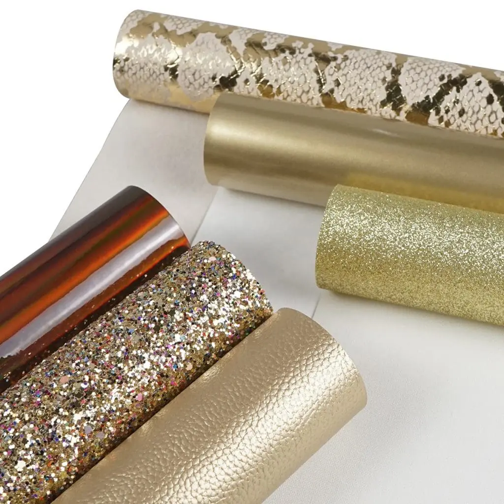 FL43_g Faux Leather : 6 Piece Gold Snake Skin Deluxe (FL43)