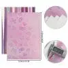 FL44_b Faux Leather : 7 Piece Pink Holographic Glitter Flamingo & Butterfly Mix (FL44)