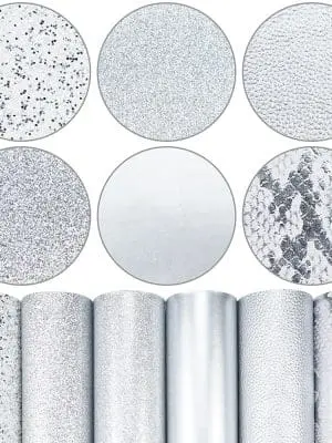 FL45_c Faux Leather : 6 Piece Silver Mirror Pearl Snakeskin (FL45)