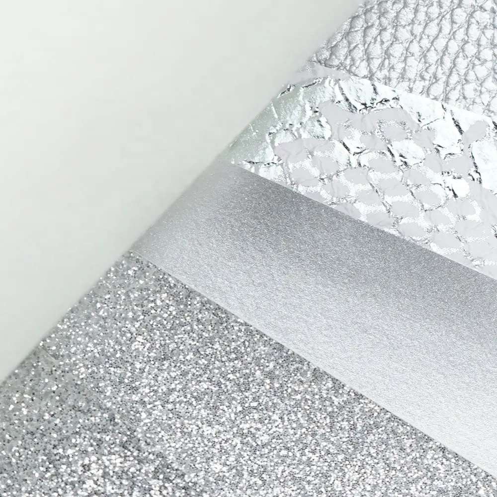 Faux Leather : 6 Piece Silver Mirror Pearl Snakeskin (FL45)