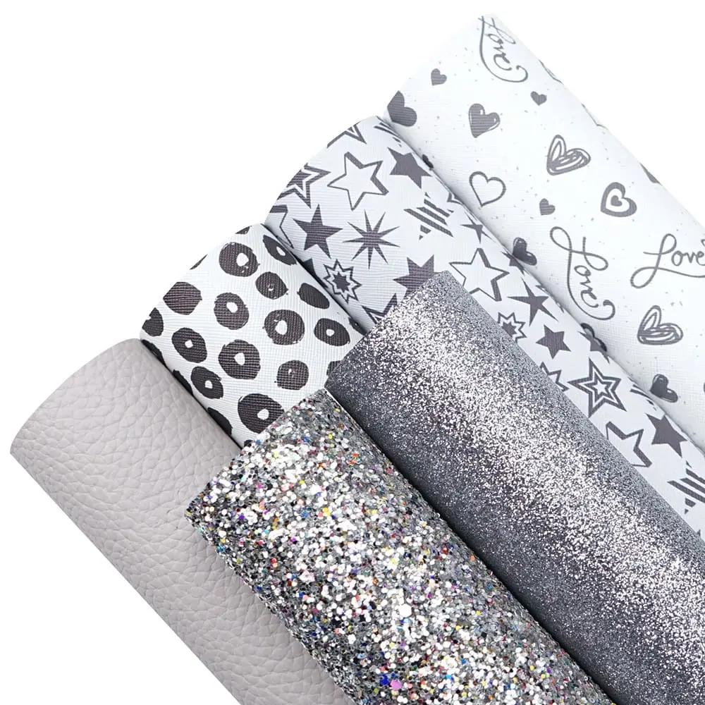 Faux Leather : 6 Piece Silver & Grey Tones (FL47)