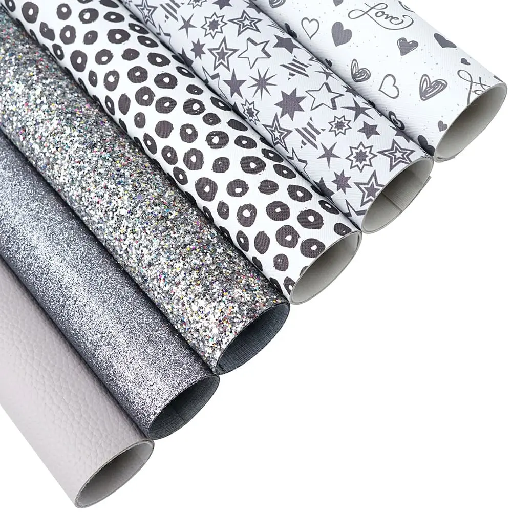 Faux Leather : 6 Piece Silver & Grey Tones (FL47)