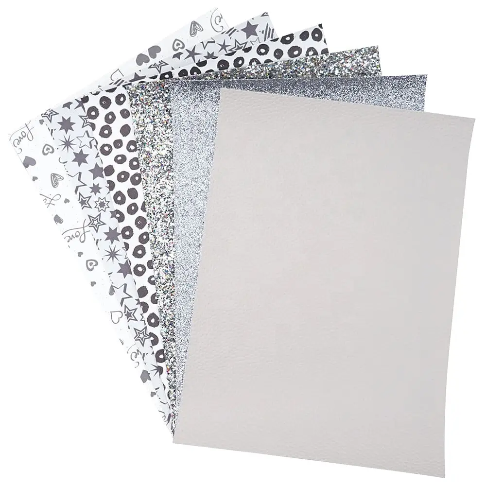 Faux Leather : 6 Piece Silver & Grey Tones (FL47)