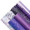 Faux Leather : 6 Piece Purple Butterfly & Leopard Mix (FL48)