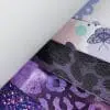 Faux Leather : 6 Piece Purple Butterfly & Leopard Mix (FL48)
