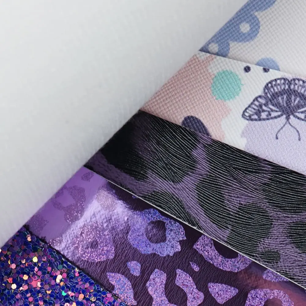 Faux Leather : 6 Piece Purple Butterfly & Leopard Mix (FL48)