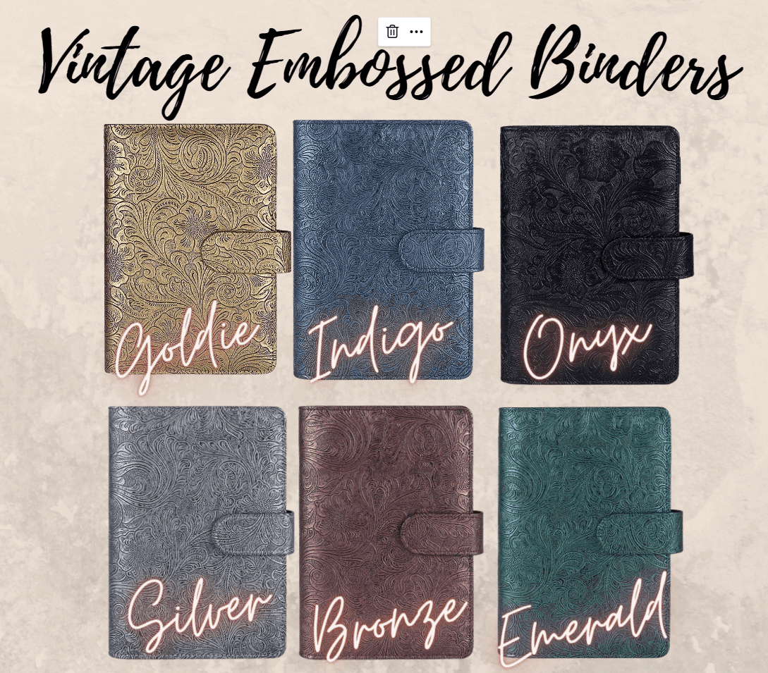 EmbrossedBindersMainPicture Binders : Vintage Embossed Binders