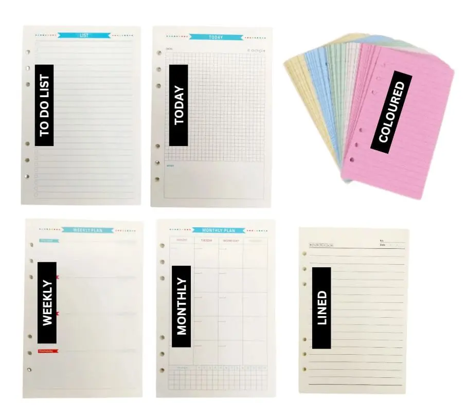 PaperinsertsMain Binder Accessories : Various Punched Paper Inserts