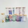 Sublimation Blanks : Double Walled Snow Glass Bamboo Tumblers (Libbey) with pre-drilled hole for snow globe for Sublimation