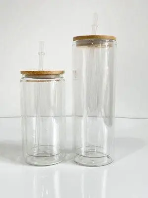 GlassSnowGlobeTumblers3 Sublimation Blanks : Double Walled Snow Glass Bamboo Tumblers (Libbey) with pre-drilled hole for snow globe for Sublimation