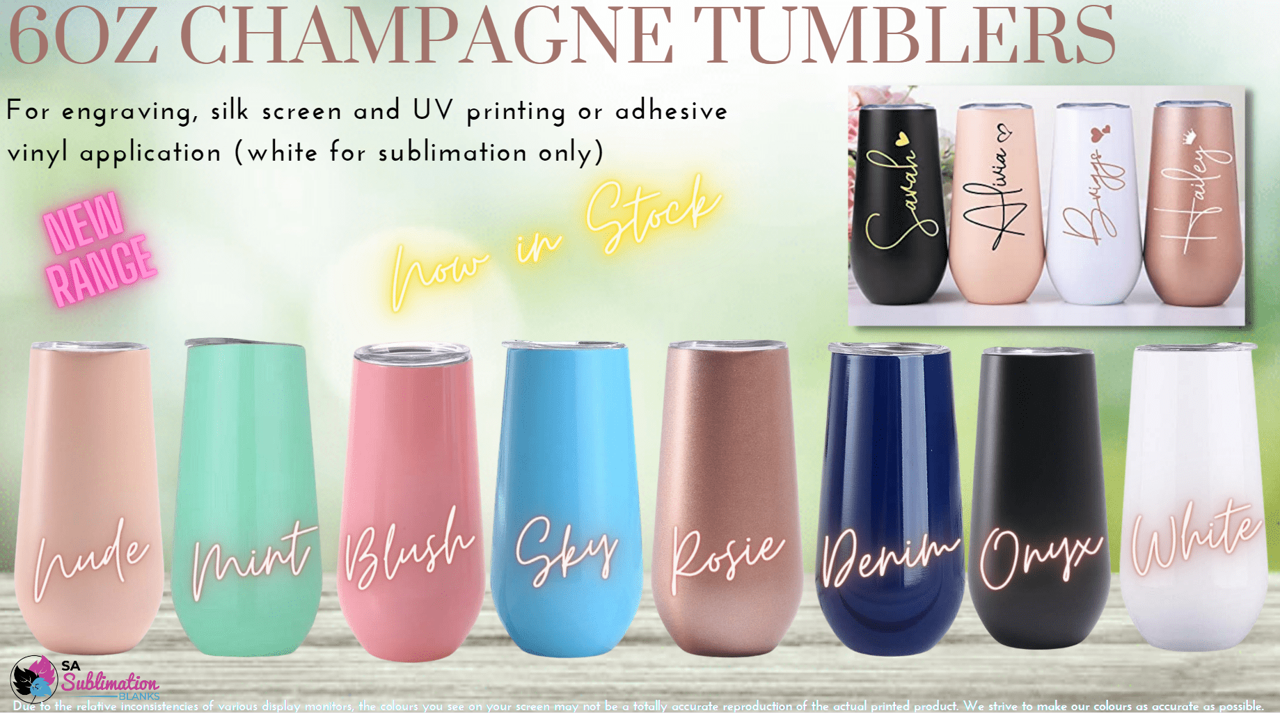 6oz Coloured Champagne Tumblers