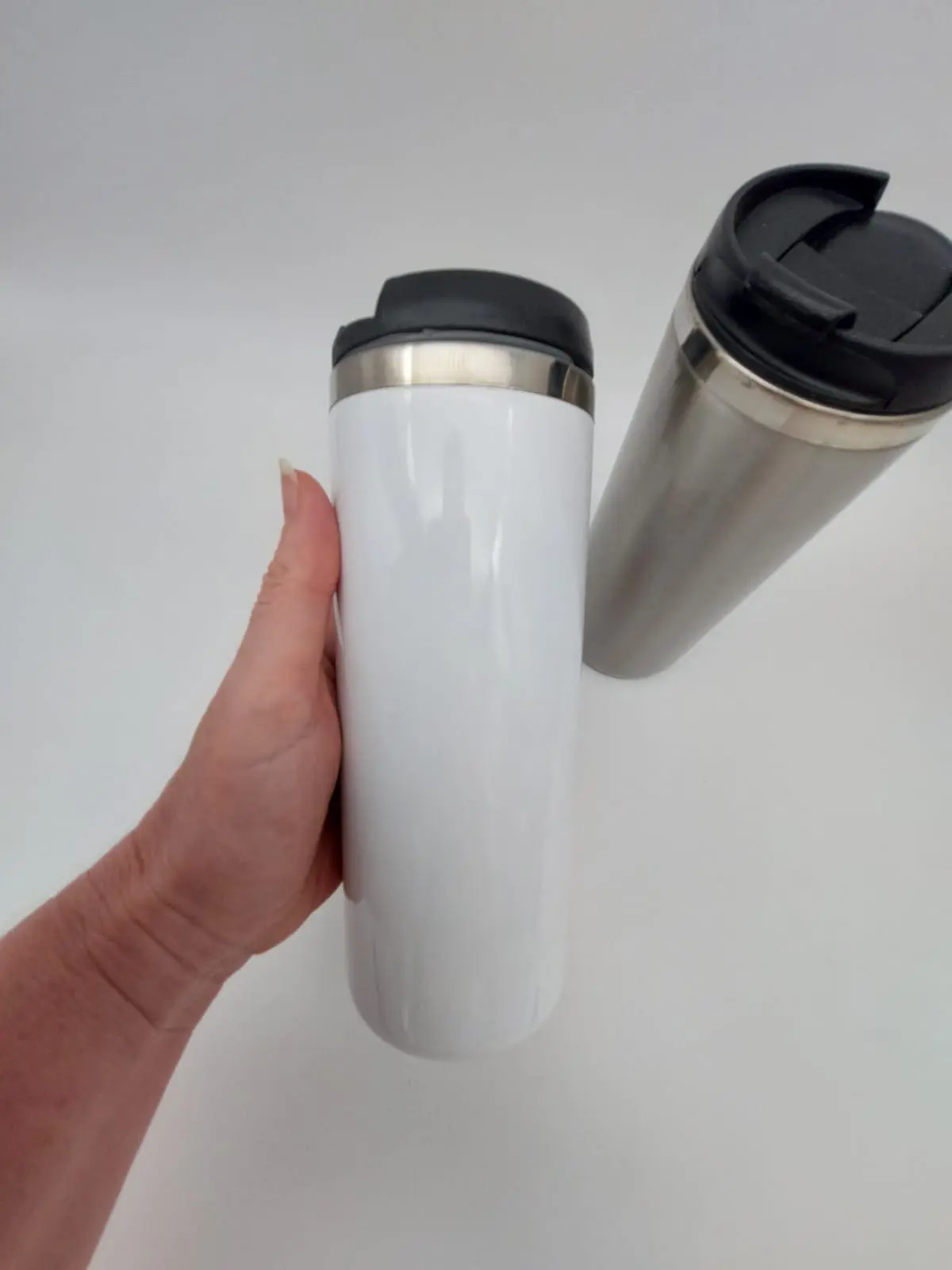 TravelMug2 Sublimation Blanks : 420ml Travel Tumbler (White & Silver)