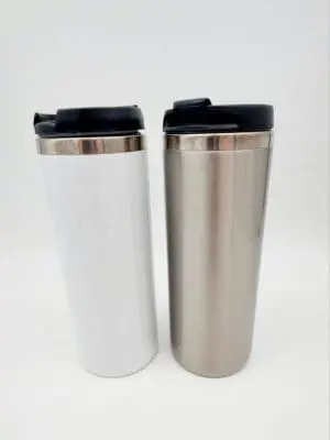 TravelMug3 Sublimation Blanks : 420ml Travel Tumbler (White & Silver)