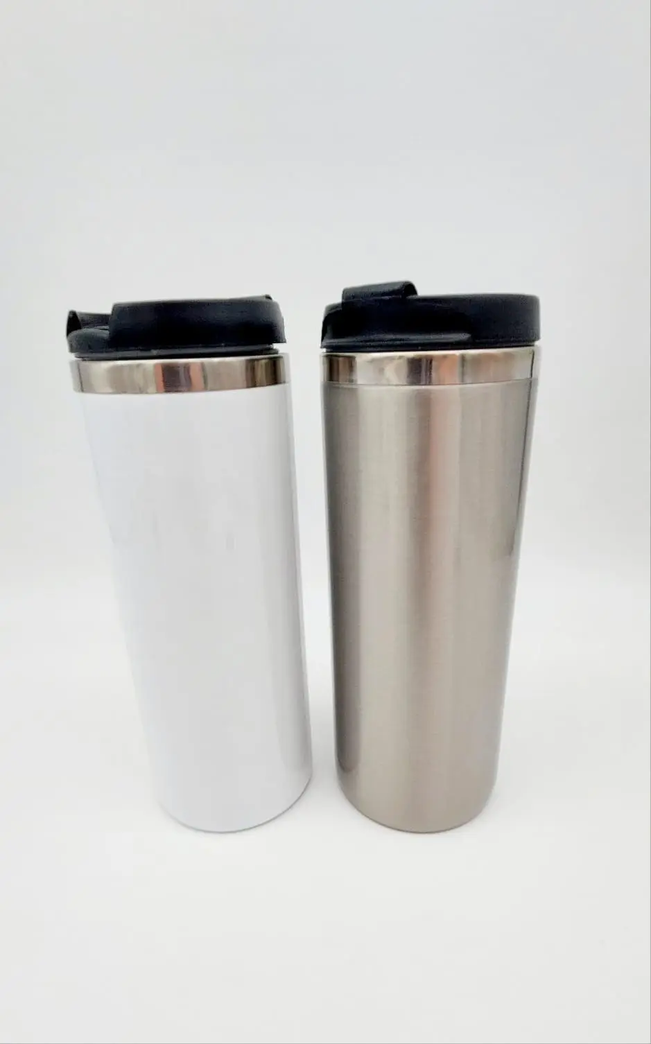 TravelMug3 Sublimation Blanks : 420ml Travel Tumbler (White & Silver)