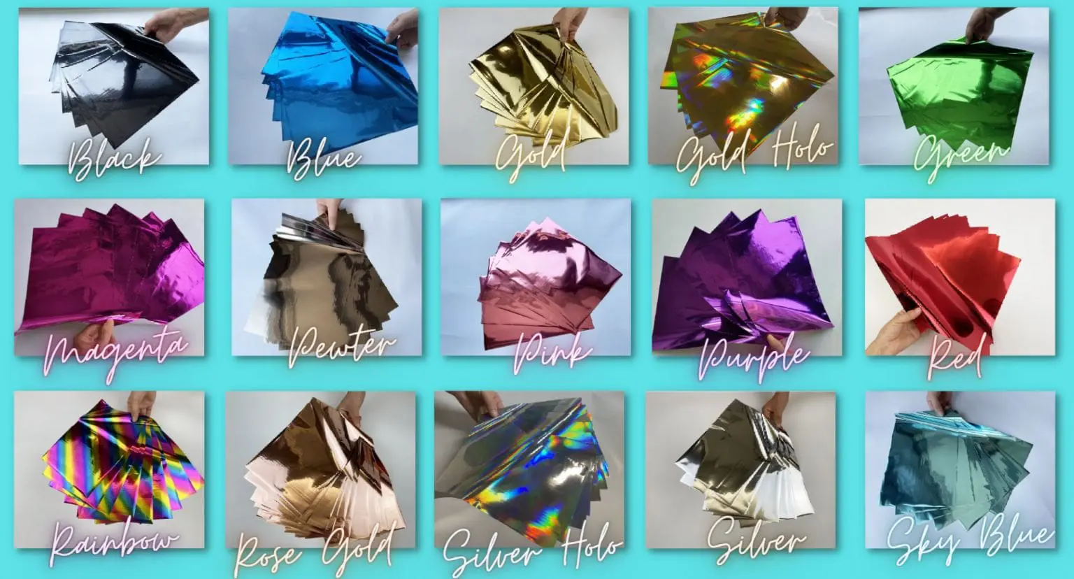 Foil_All_Colours Arts & Crafts : Hot Stamping Foil for Lazer Tonner & Textile (A4, Packs of 5)