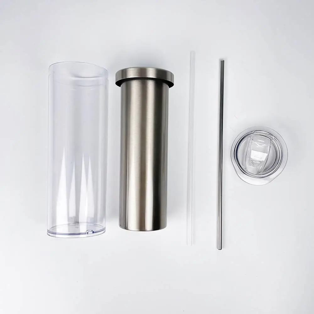 Sublimation Blanks : 20oz Steel Straight Sublimation Storyboard Snowglobe Tumbler with pre-drilled hole