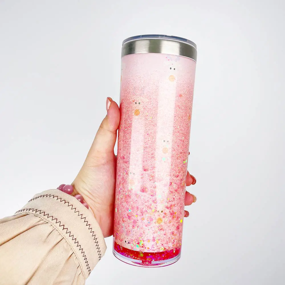 Sublimation Blanks : 20oz Steel Straight Sublimation Storyboard Snowglobe Tumbler with pre-drilled hole