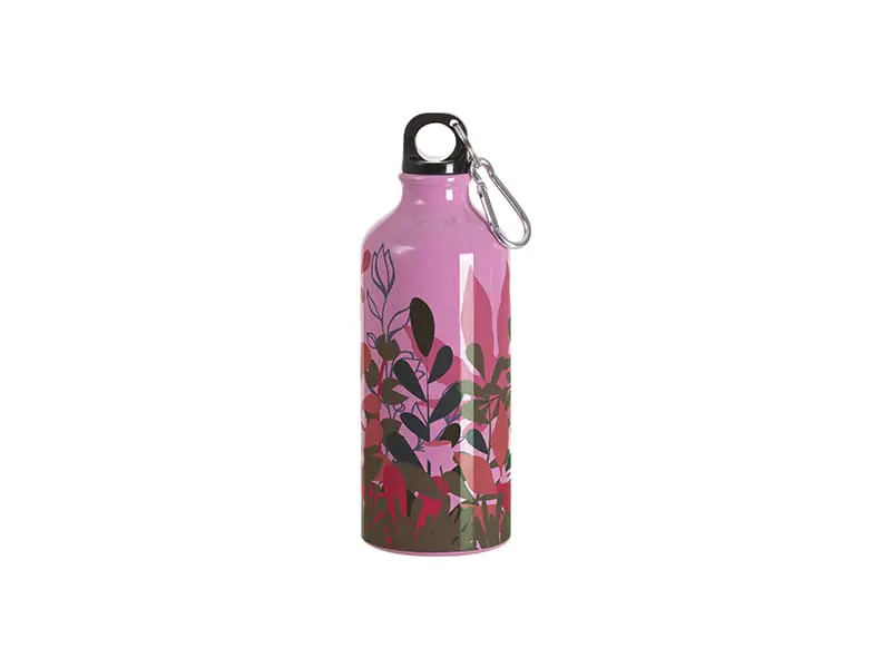 600ml_Al_PinkPrint Sublimation Blanks : 20oz Candy Coloured Aluminum Bottles