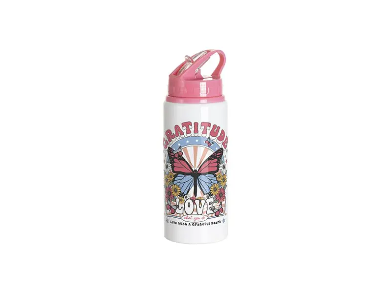 600ml_Ali_PinkPrint Sublimation Blanks : 20oz Coloured Flip Lid Aluminum Tumblers