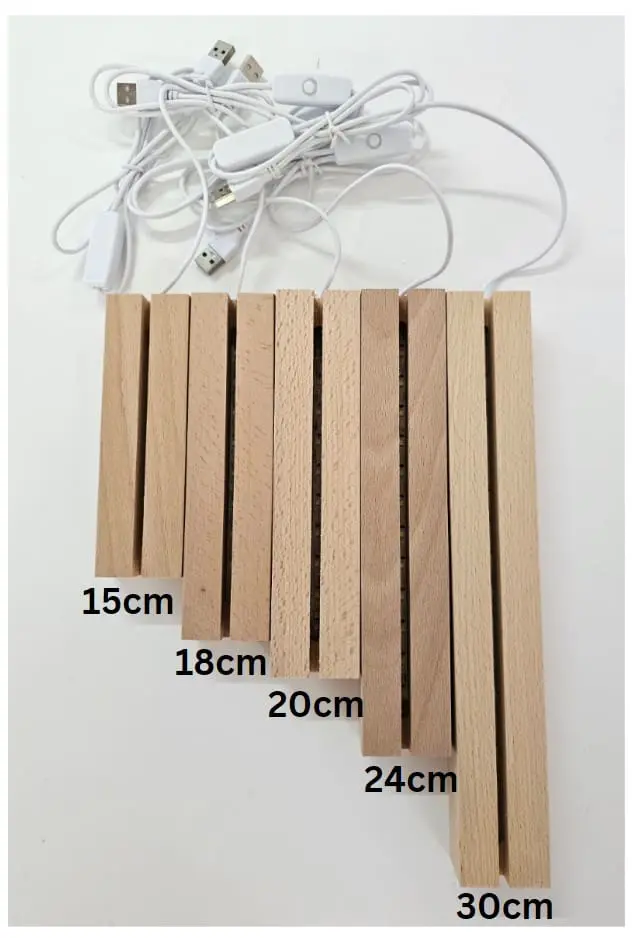 StraightWoodenBaseLights_Size Resin & Epoxy : 3D Rectangular USB LED Wooden Base Lights/Lamps