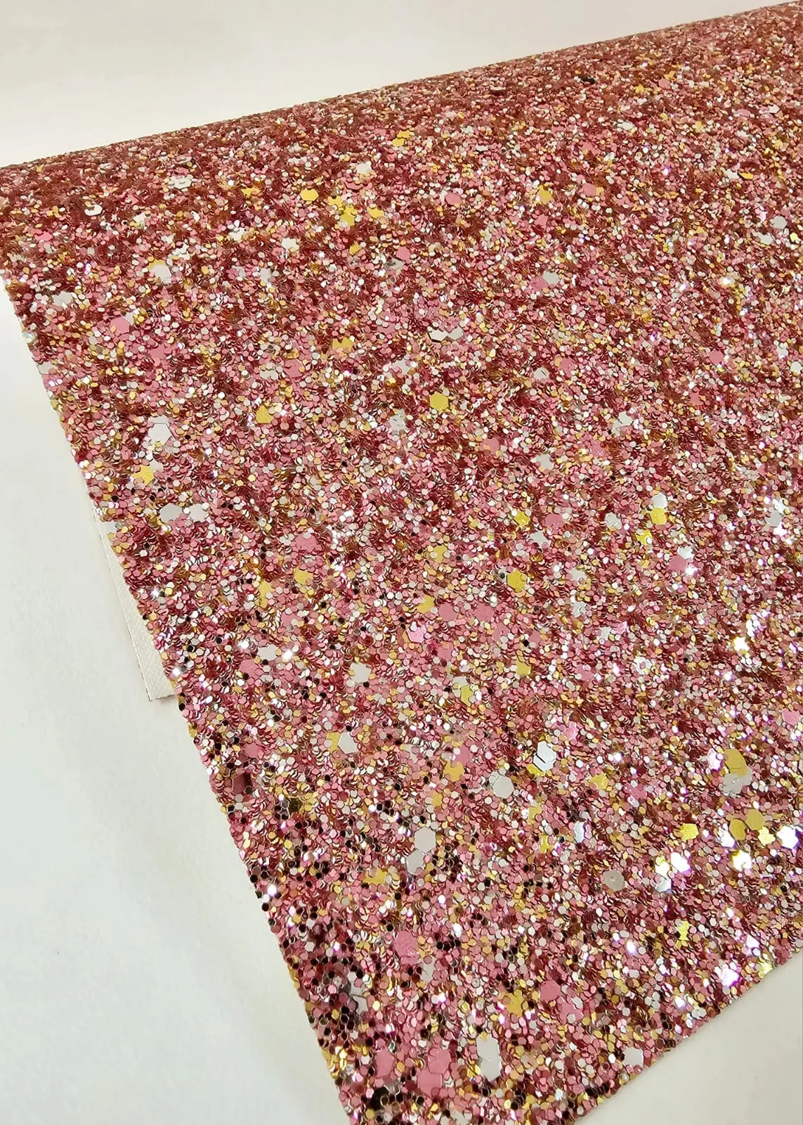 Faux Leather : 1 Piece Rose Gold Glitter Chunky 2 (FL42-SS)