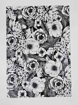 Faux Leather : 1 Piece Botanical Black/White (BOT)